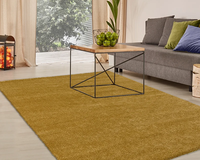 Tapis salon uni moutarde - Almeria