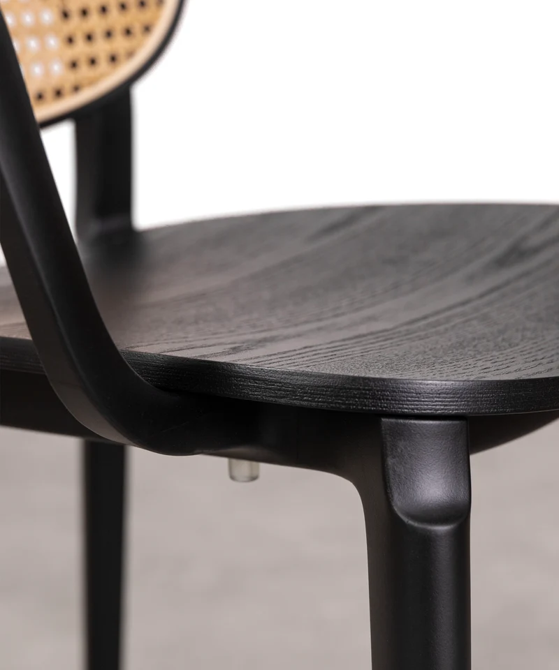Silla de Comedor en Polipropileno Madera y Ratán con Reposabrazos Calista Arms