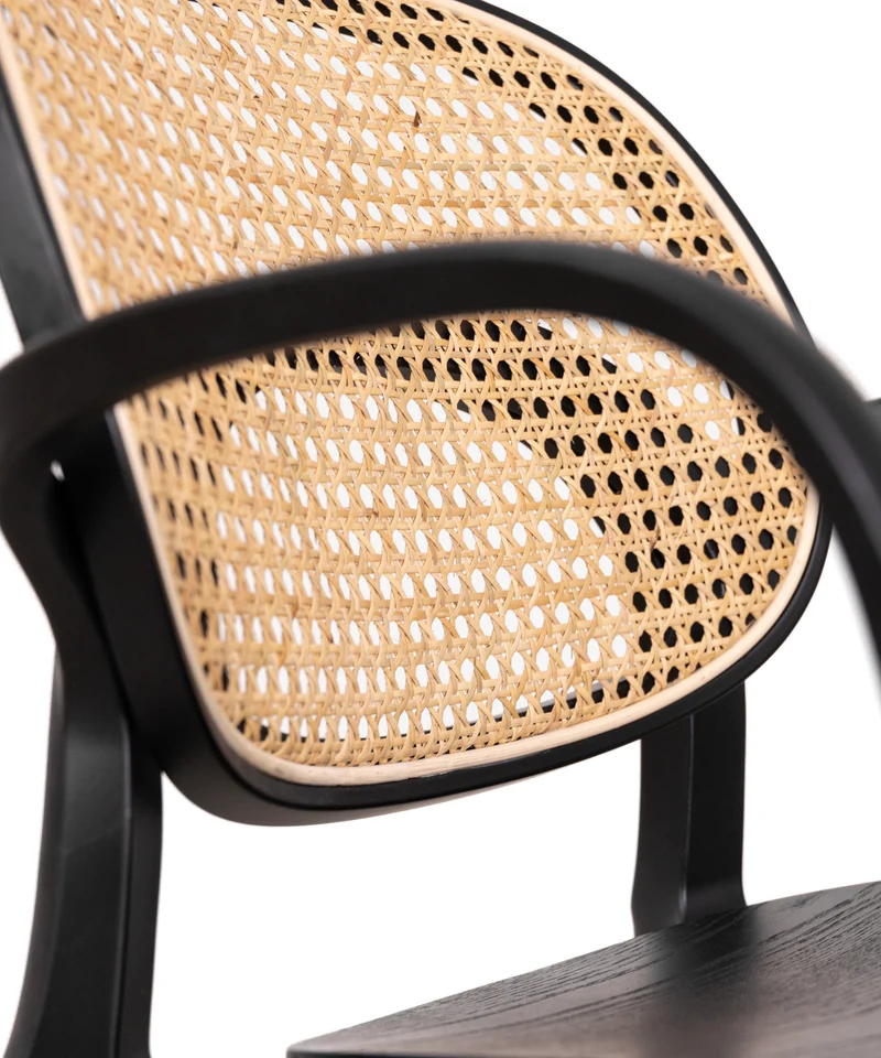 Silla de Comedor en Polipropileno Madera y Ratán con Reposabrazos Calista Arms