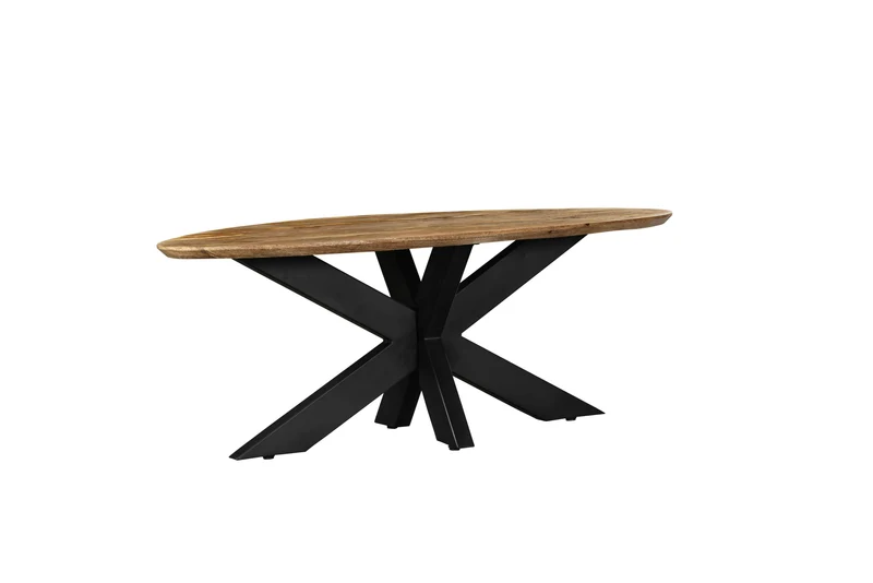 Table basse en bois avec pieds en métal noir, 120x60xH45CM, EP3CM - ARES