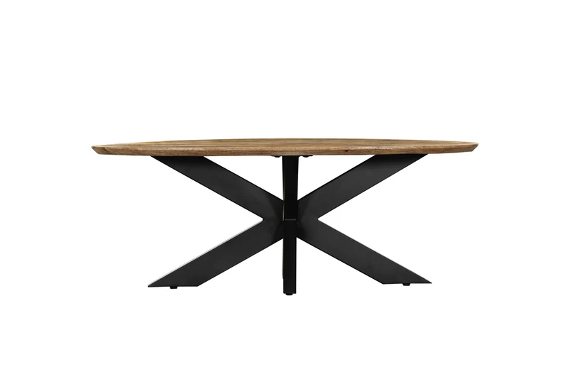 Table basse en bois avec pieds en métal noir, 120x60xH45CM, EP3CM - ARES