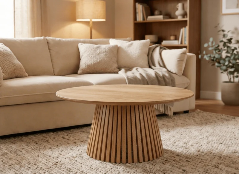 Table basse ronde en bois clair HEKA