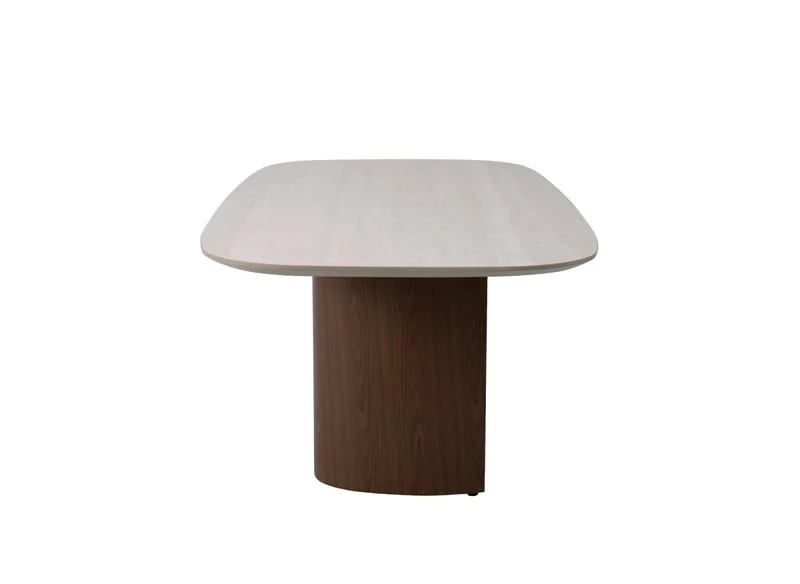 Table à manger en céramique beige pieds effet bois 10 personnes 220cm NAYA