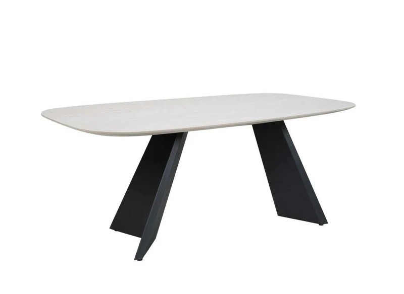 Table à manger en céramique blanc pieds noir 8 personnes 200cm ZELLY