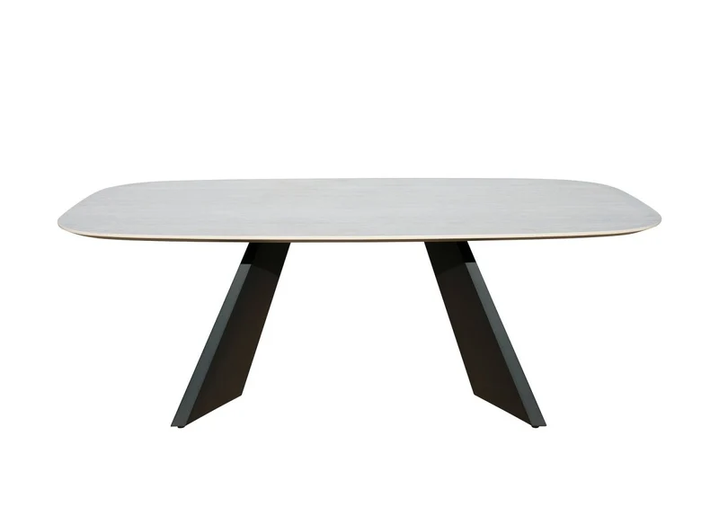 Table à manger en céramique blanc pieds noir 8 personnes 200cm ZELLY
