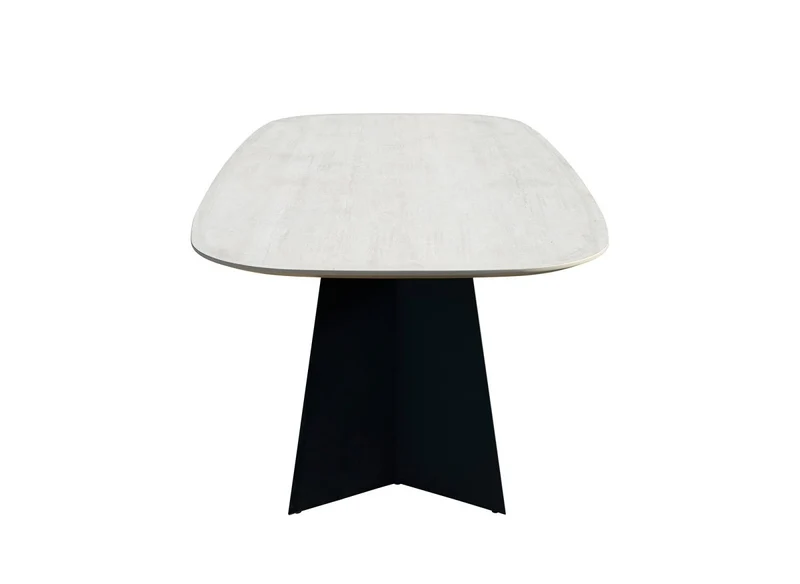 Table à manger en céramique blanc pieds noir 8 personnes 200cm ZELLY
