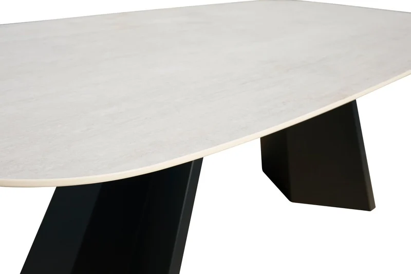 Table à manger en céramique blanc pieds noir 8 personnes 200cm ZELLY