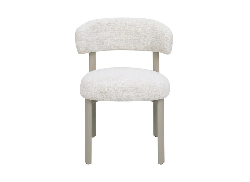 Lot de 2 chaises en velours tissé écru pieds en métal gris LOUISA