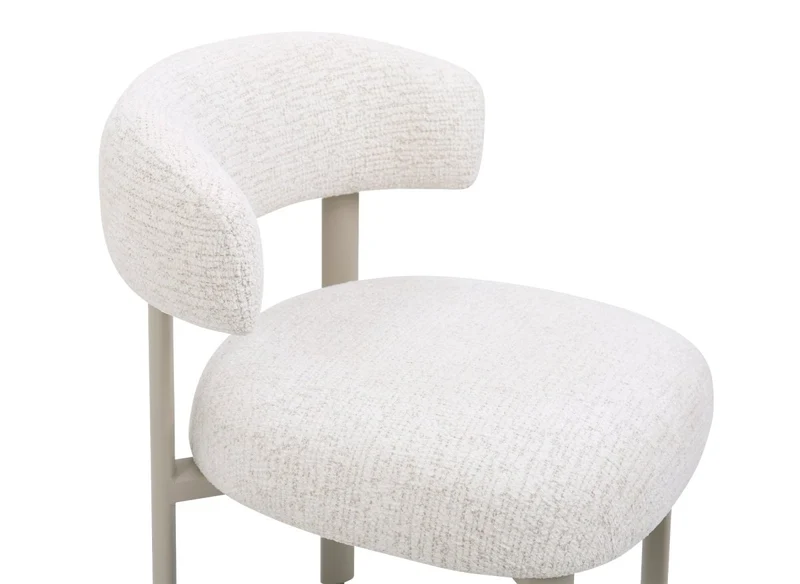 Lot de 2 chaises en velours tissé écru pieds en métal gris LOUISA