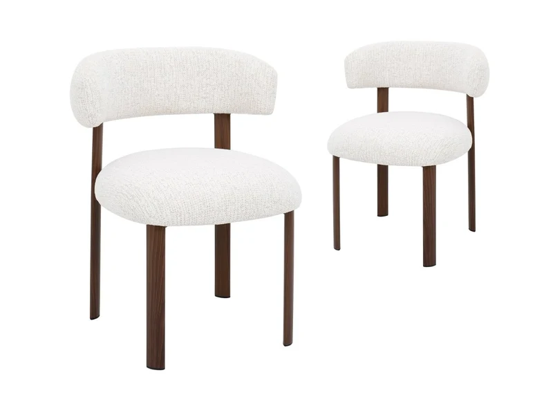 Lot de 2 chaises en velours tissé écru pieds en métal marron LOUISA