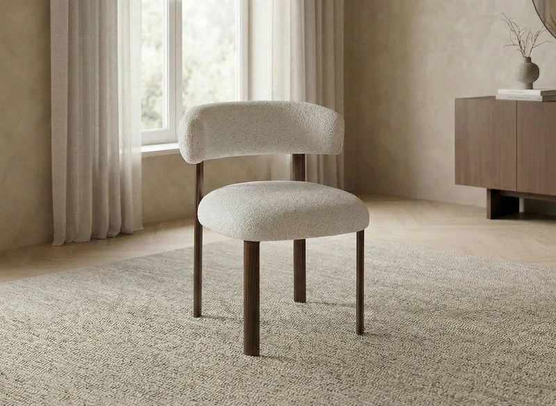 Lot de 2 chaises en velours tissé écru pieds en métal marron LOUISA