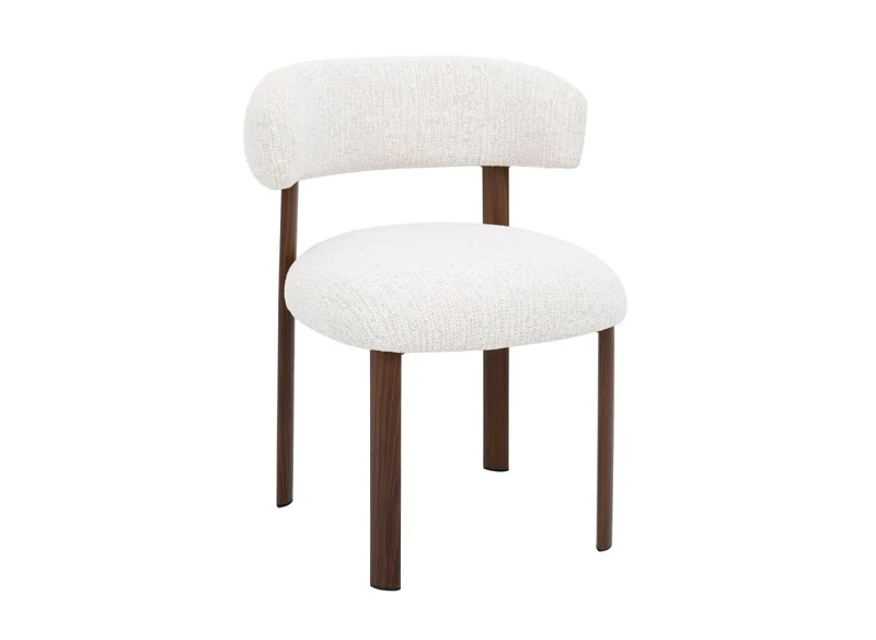 Lot de 2 chaises en velours tissé écru pieds en métal marron LOUISA