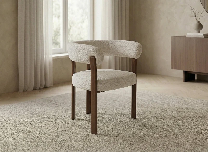 Lot de 2 chaises en velours tissé écru pieds en métal marron DIEGO