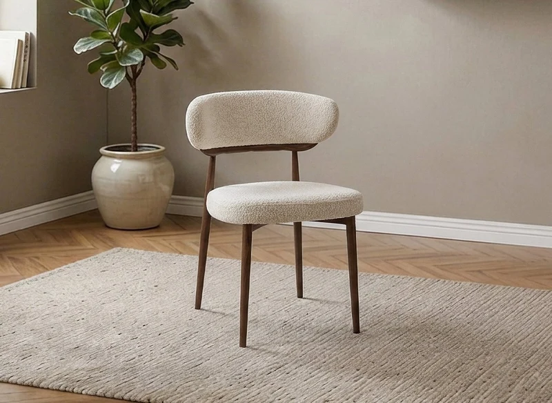 Lot de 2 chaises en velours tissé écru pieds en métal marron JULES