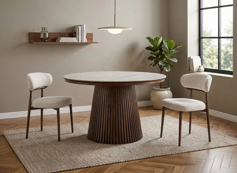 Lot de 2 chaises en velours tissé écru pieds en métal marron JULES