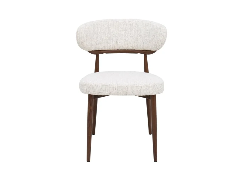 Lot de 2 chaises en velours tissé écru pieds en métal marron JULES