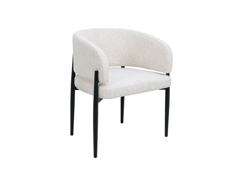 Lot de 2 chaises en velours tissé écru pieds en métal noir DIANA
