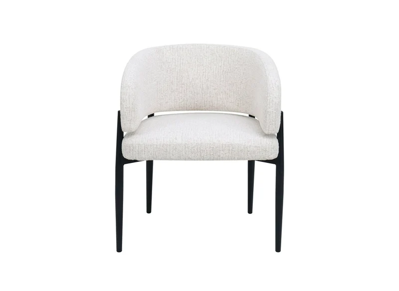 Lot de 2 chaises en velours tissé écru pieds en métal noir DIANA