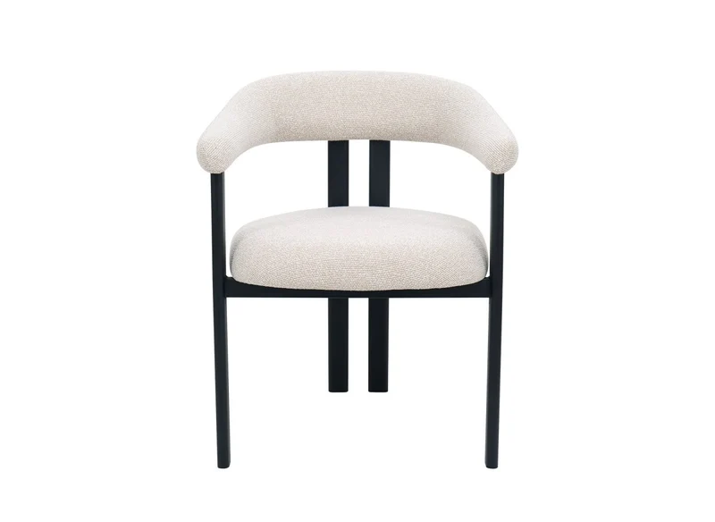 Lot de 2 chaises en tissu texturé écru pieds en métal noir ADRIANA