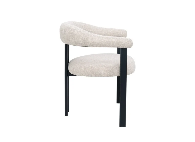 Lot de 2 chaises en tissu texturé écru pieds en métal noir ADRIANA