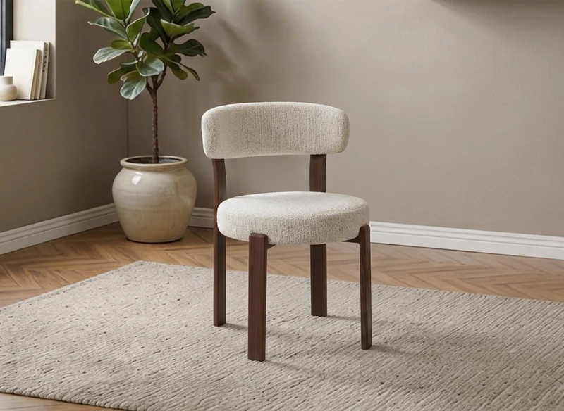 Lot de 2 chaises en velours tissé écru pieds en métal marron MARYSE