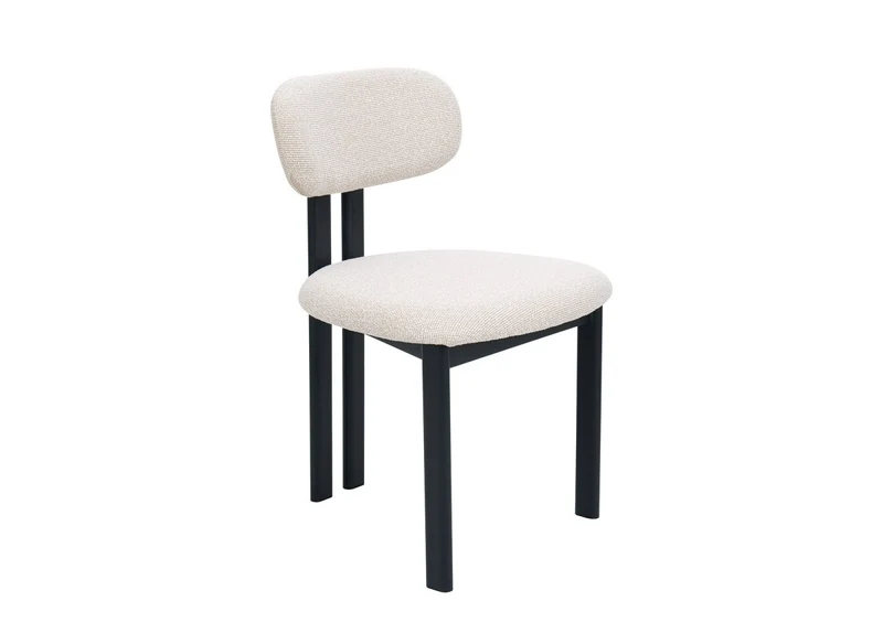 Lot de 2 chaises en tissu texturé écru pieds en métal noir LEONA