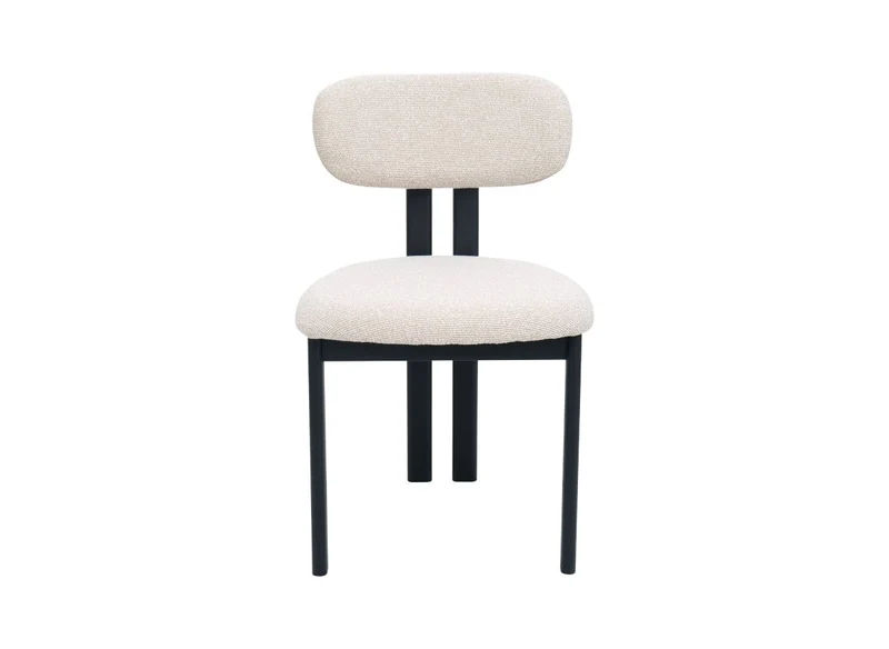 Lot de 2 chaises en tissu texturé écru pieds en métal noir LEONA