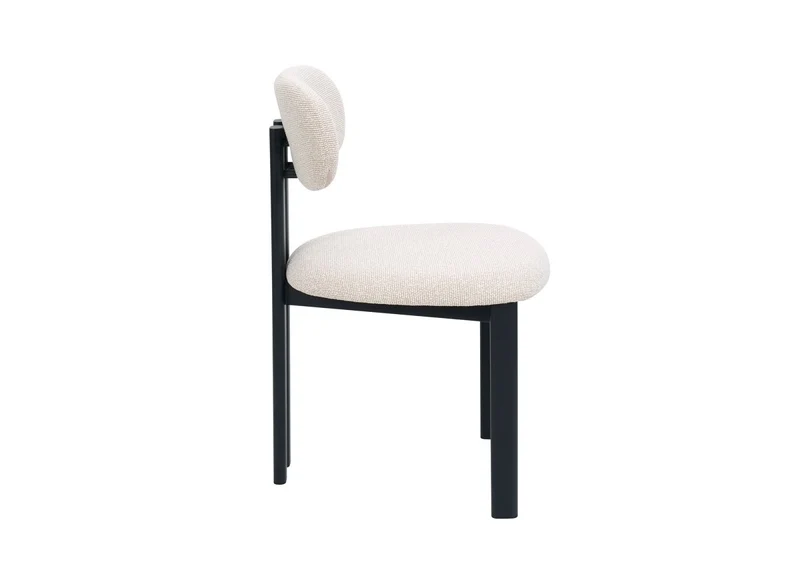 Lot de 2 chaises en tissu texturé écru pieds en métal noir LEONA