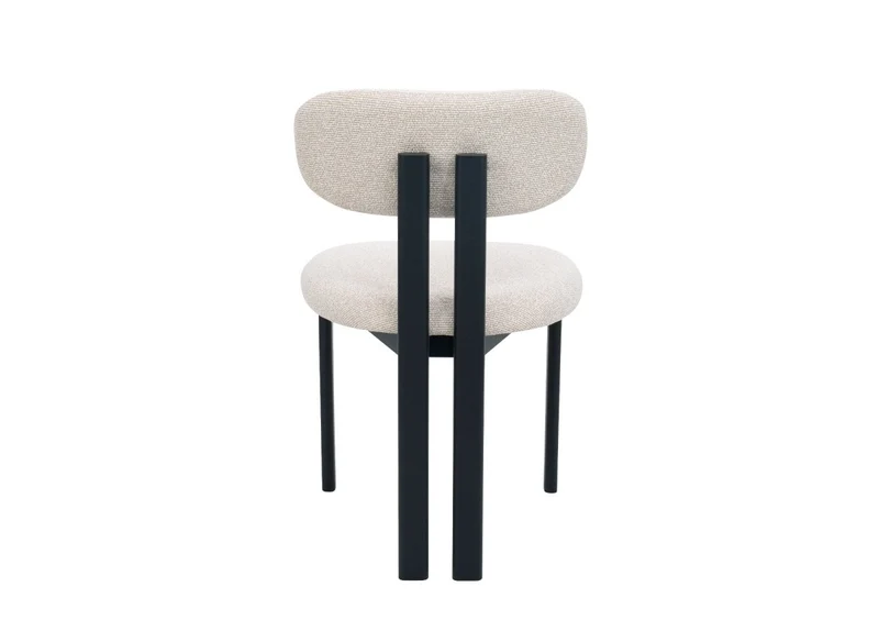 Lot de 2 chaises en tissu texturé écru pieds en métal noir LEONA