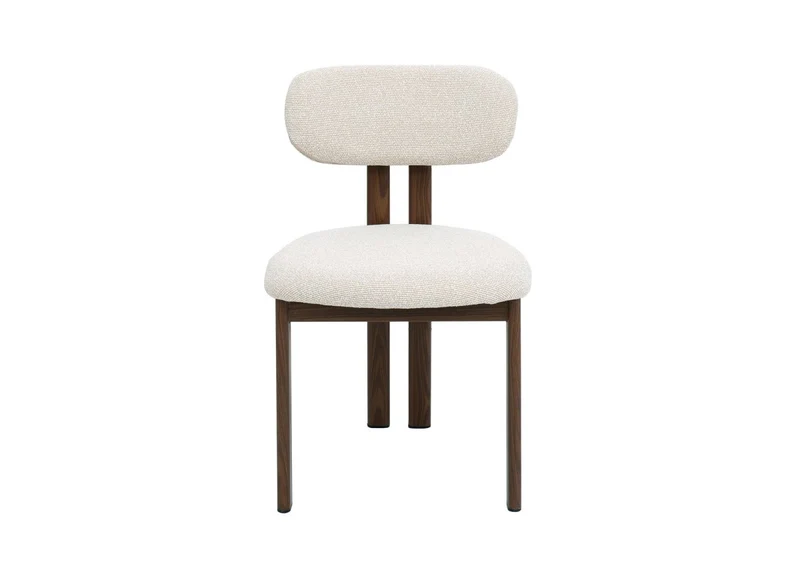Lot de 2 chaises en tissu texturé écru pieds en métal marron LEONA