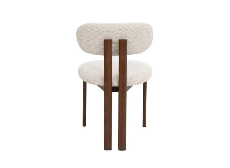 Lot de 2 chaises en tissu texturé écru pieds en métal marron LEONA