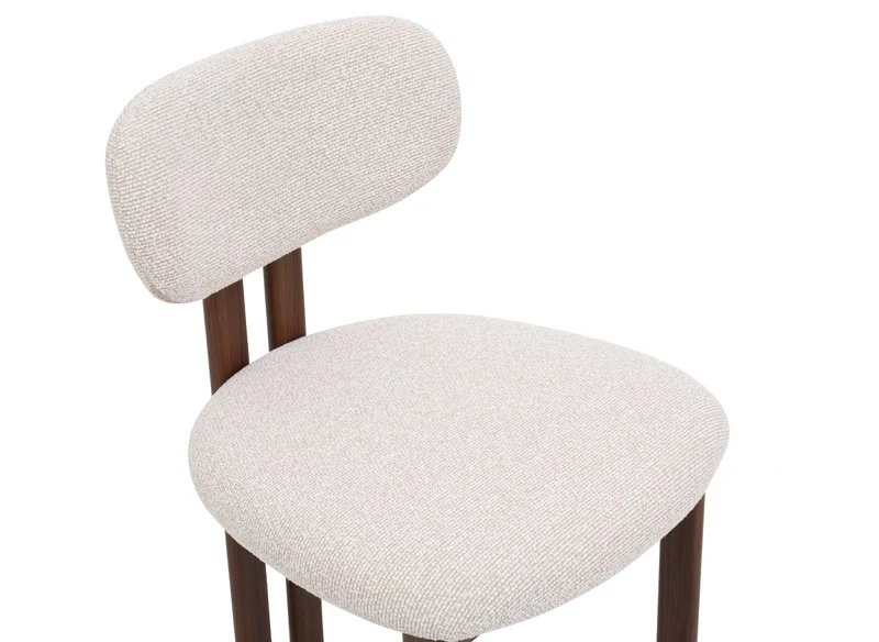 Lot de 2 chaises en tissu texturé écru pieds en métal marron LEONA