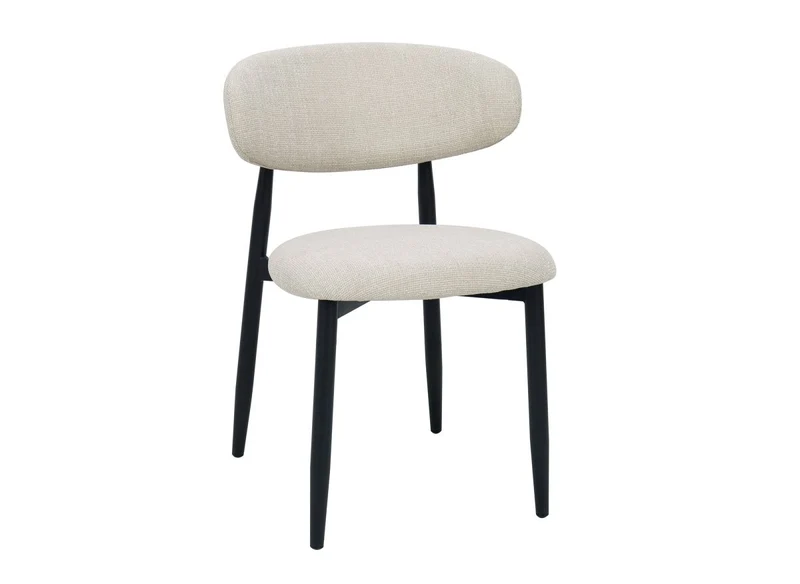 Lot de 2 chaises en tweed écru pieds en métal noir FLAVIA