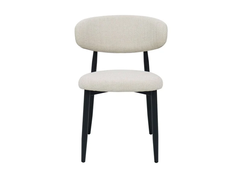 Lot de 2 chaises en tweed écru pieds en métal noir FLAVIA