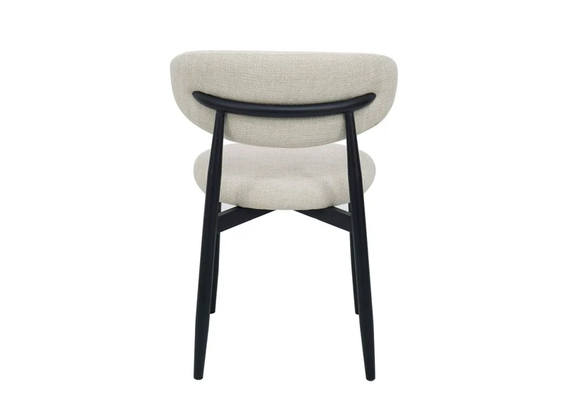 Lot de 2 chaises en tweed écru pieds en métal noir FLAVIA