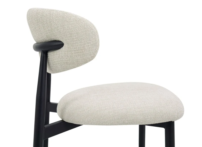 Lot de 2 chaises en tweed écru pieds en métal noir FLAVIA