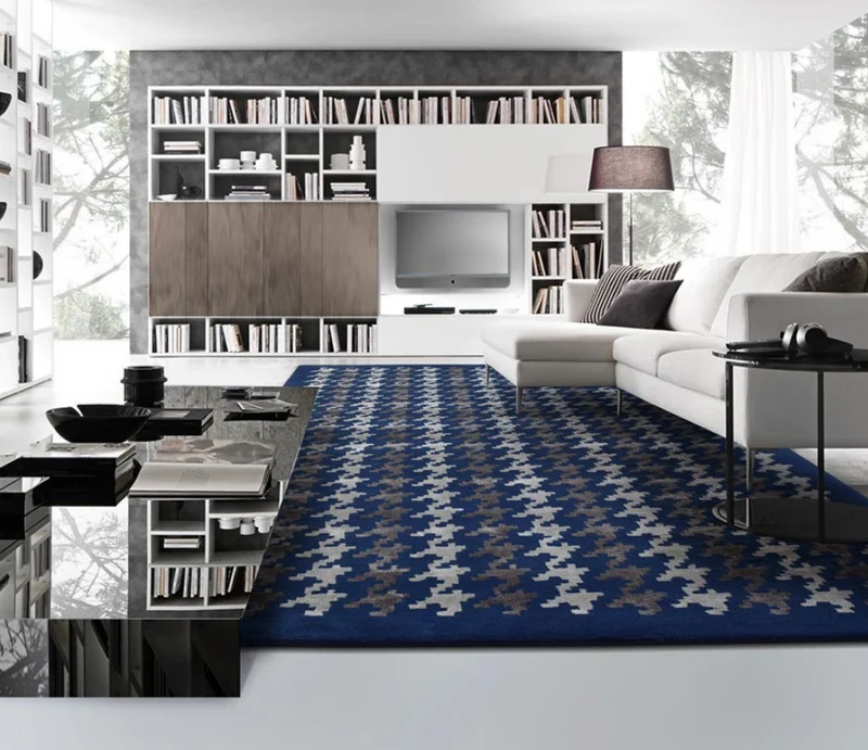 Tapis de salon bleu au design moderne - Pablo