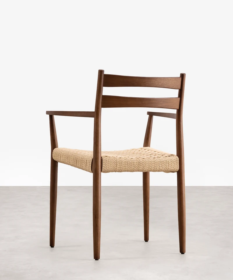 Silla de Comedor en Madera y Cuerda Trenzada con Reposabrazos Nona Arms