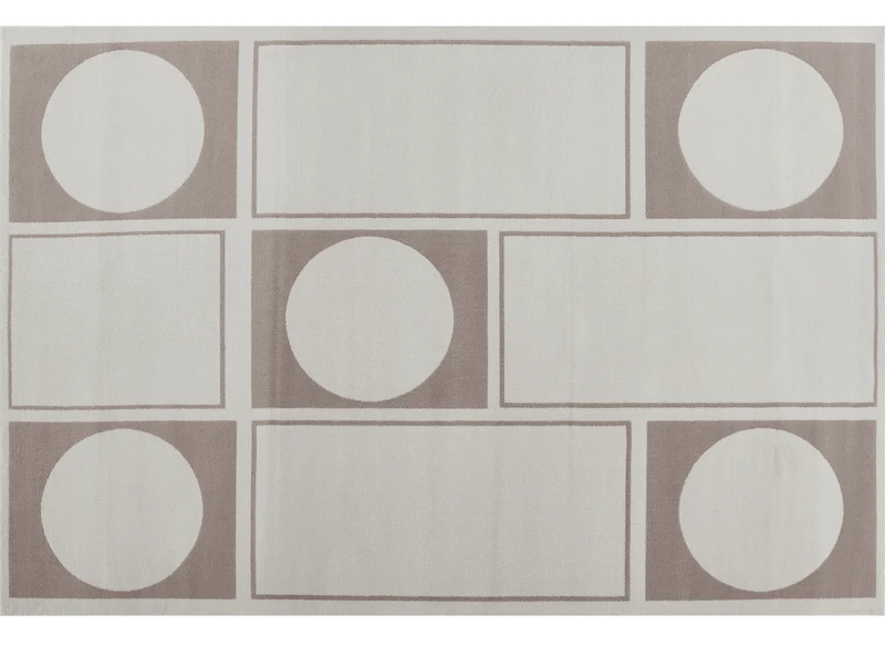 Tapis à formes géométriques beige et marron 160 x 230 cm SIENNA