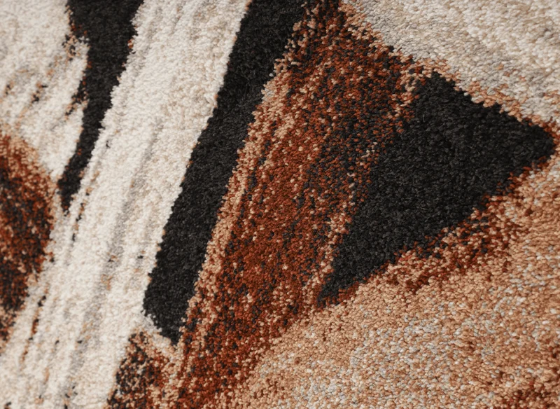 Tapis marron avec motifs géométriques beige et cuivre 200 x 290 cm ILYA