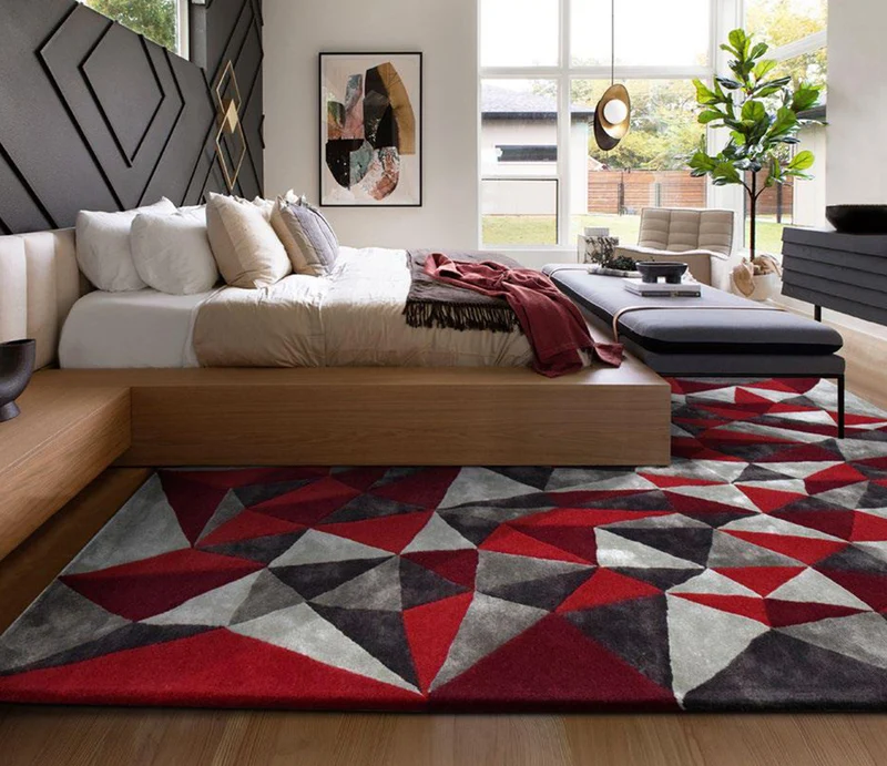 Tapis contemporain pour salon rouge - Diamond