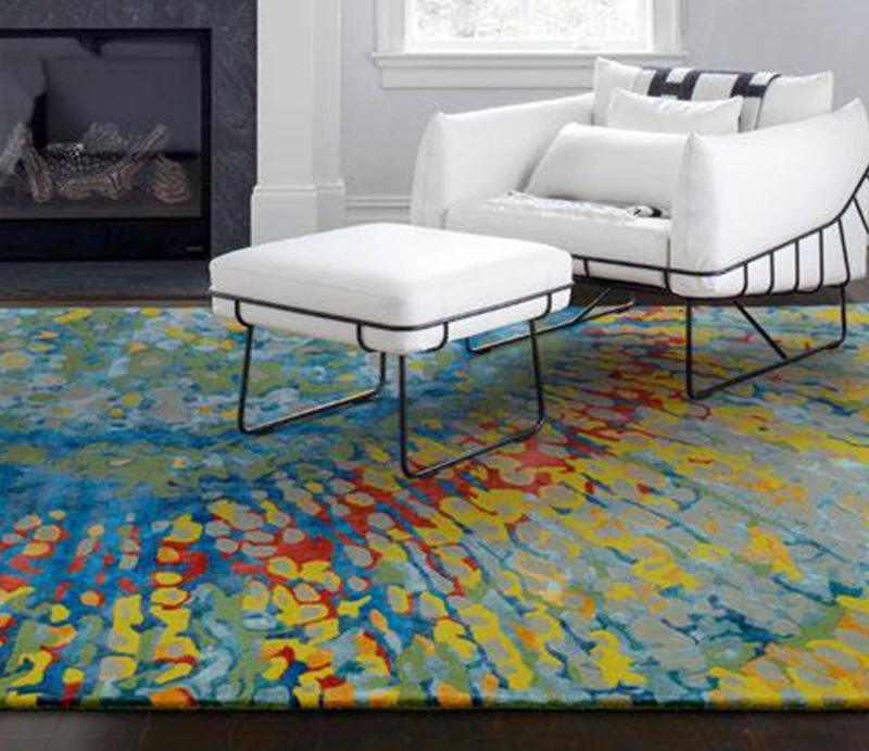 Tapis coloré salon bleuté - Quartz