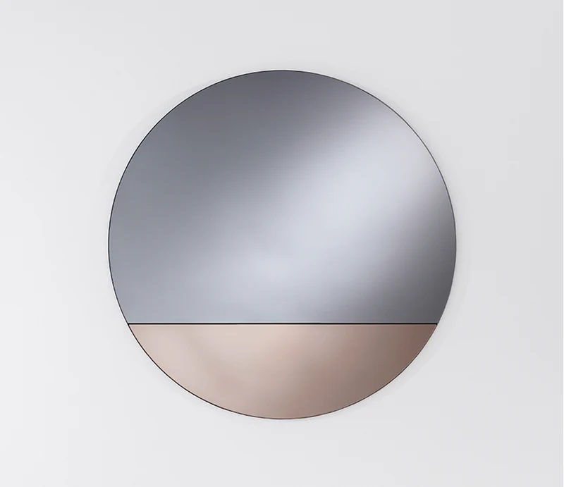 Miroir rond contemporain pour salon 58x58cm - Cord Bronze