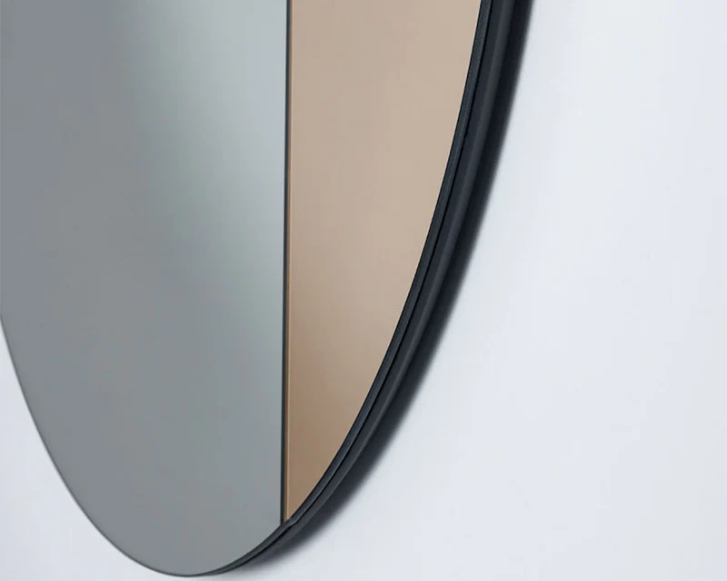 Miroir rond contemporain pour salon 58x58cm - Cord Bronze