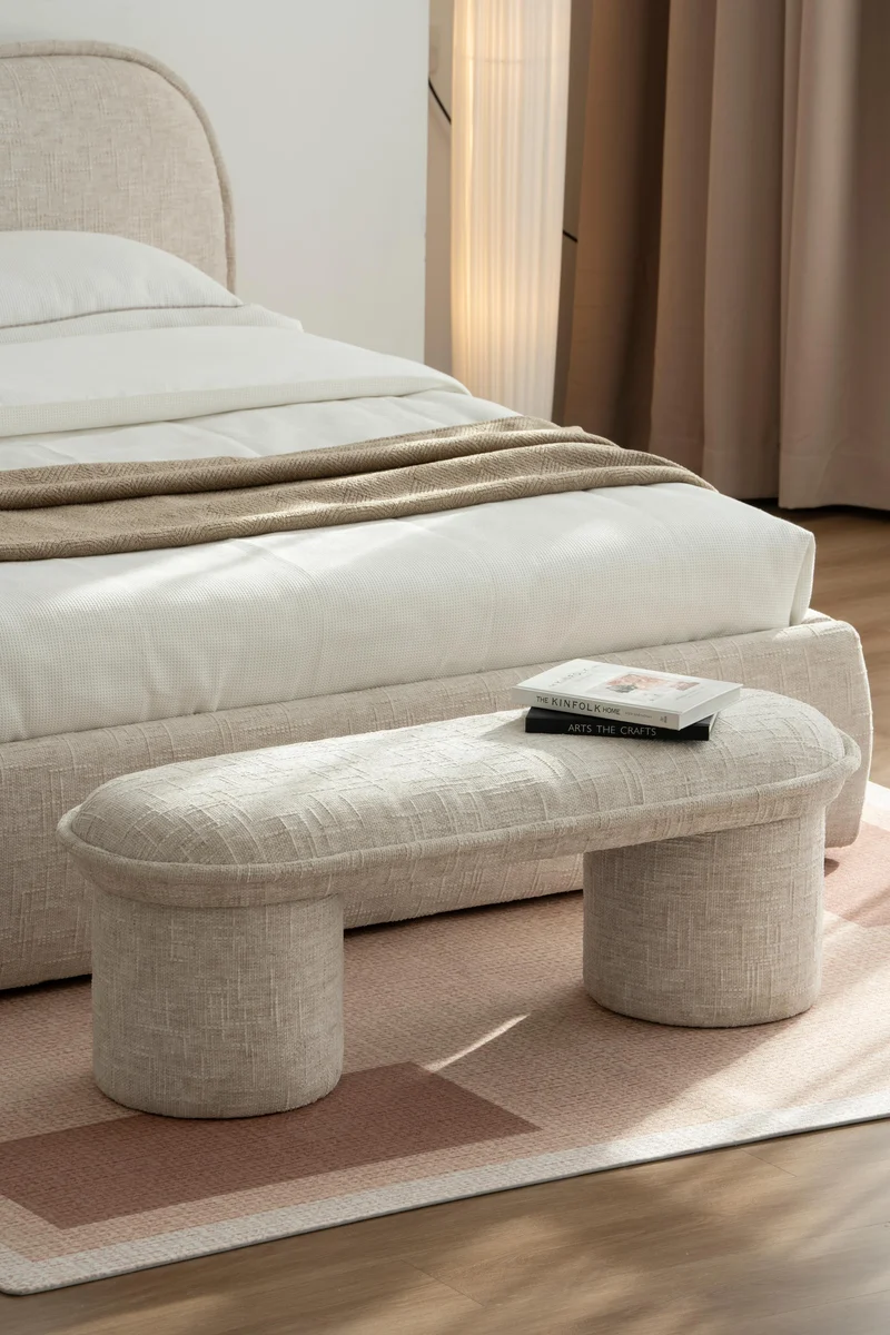 Banc pouf en tissu anti tache, 123x43xH42CM Mont-blanc