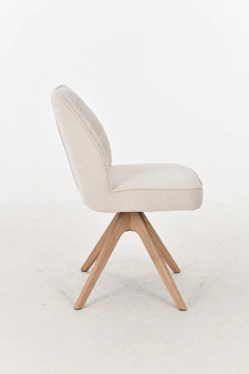 Chaise pivotante en tissu anti tache, 48x63,5xH83CM EMMA pieds en bois massif
