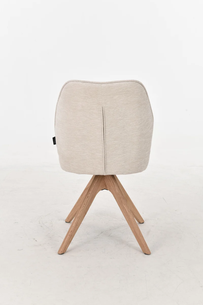 Chaise pivotante en tissu anti tache, 48x63,5xH83CM EMMA pieds en bois massif