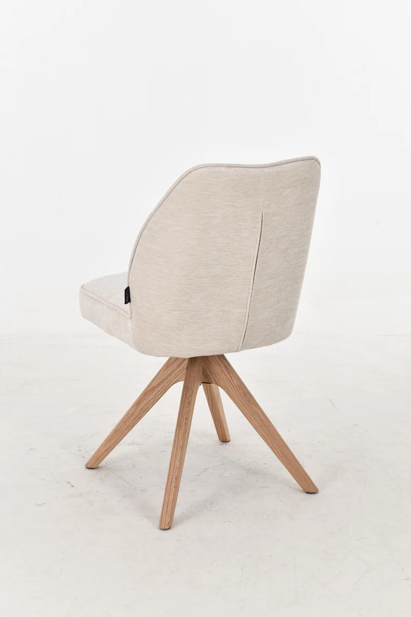 Chaise pivotante en tissu anti tache, 48x63,5xH83CM EMMA pieds en bois massif