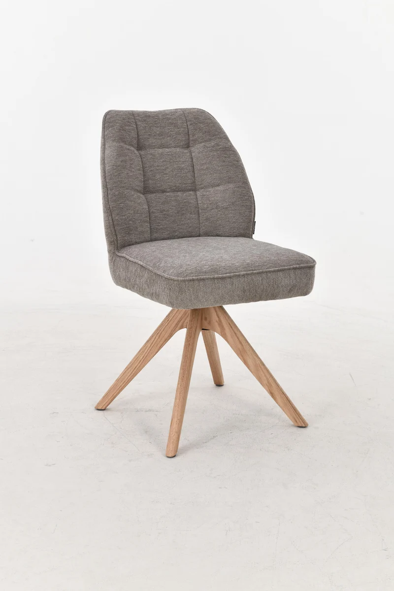 Chaise pivotante en tissu anti tache, 48x63,5xH83CM EMMA pieds en bois massif