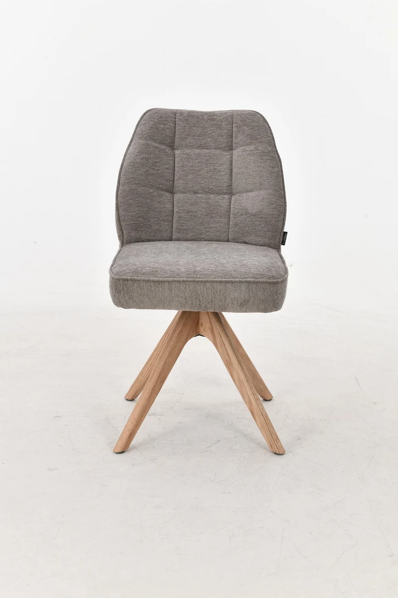 Chaise pivotante en tissu anti tache, 48x63,5xH83CM EMMA pieds en bois massif